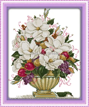 Frumoasa vaza flori de ghiveci Pictura Numărat Imprimare pe țesături DMC 14CT 11CT DIY Cruce Cusatura de lucru Manual Kituri de Broderie Seturi