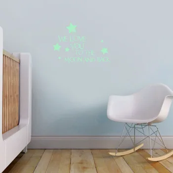 Funlife Luminos TE IUBESC LA LUNĂ 3D Autocolant Perete Strălucire În Întuneric Fluorescente Autocolante de Perete Litere Pentru Camera Copil Deco