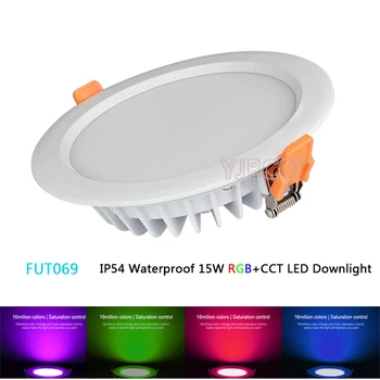FUT069 IP54 rezistent la apa Milight 15W 2.4 G RGB+CCT LED Downlight Estompat AC86-265V Rotund Reccessed Lumina B8 FUT092 de la distanță