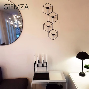 GIEMZA Hexagon Tranșee Lumanare 3D Fier Agățat de Perete de Metal Artizanat 1 buc 21cm Alb Negru Stereoscopic Decor Acasă în Mișcare Cadou