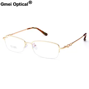 Gmei Optice S8213 Aliaj Metal de Semi-Ochelari fără ramă Cadru pentru Femeile baza de Prescriptie medicala Optica Ochelari Ochelari