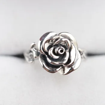 GQTORCH Puri de Argint 925 Vintage Rose Floare Inele Pentru Femei Zilveren Ringen Dames 925 De Argint Thai