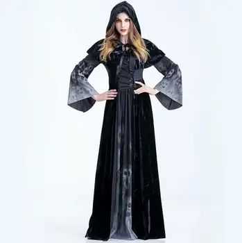 GRATUIT 2016 medieval, Renascentist adult vrajitoare Gotica regina vampir negru Rochie Fancy Halloween femei bărbați Costum Cosplay Costum