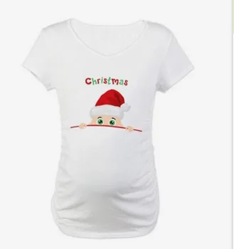 Gravida Blousing Vrac se Potrivi Hainele Confortabile tricou Maternitate Femeie Gravidă Topuri Sarcină mult timp Moș Crăciun T-shirt