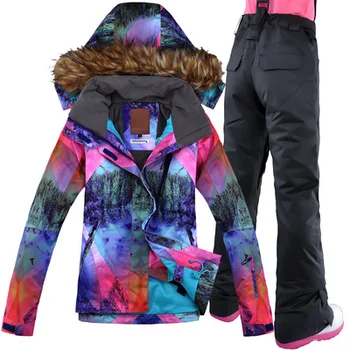GSOU ZĂPADĂ Femei Costum de Schi Sacou Vânt Impermeabil Pantaloni Super Cald, Respirabil Schi Jacheta Snowboard Pantaloni Sport în aer liber