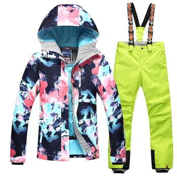 GSOU ZĂPADĂ Iarna -35 Grade Femei Costum de Schi Feminin Snowboarding Costume Impermeabile 10K Super Cald Schi jacheta+Pantaloni Sport în aer liber