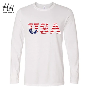 HanHent de Înaltă Calitate Toamnă Noile tricouri Maneca Lunga Barbati 2016 Steagul American tricou Jersey, statele UNITE ale americii Bărbați Îmbrăcăminte Respirabil Picătură navă