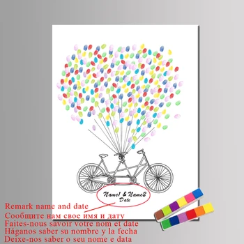 HAOCHU Nunta Creative Amprenta Cartea de Oaspeți cu Bicicleta Tandem Amprenta Nunta Romantica Copac Petrecerea de Ziua Suvenir Balon 2Ink