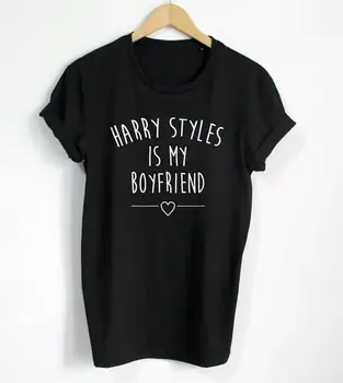 Harry Styles este prietenul meu Scrisori de Imprimare Femei tricou de Bumbac Casual Tricou Amuzant Pentru Doamna Gri Alb Negru Top Tee Hipster T-1