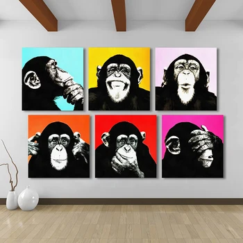 HDARTISAN Animalelor Moderne Canvas Art Cimpanzeii Arta Pop Poze de Perete Pentru Camera de zi Decor Acasă Tiparituri Pictura