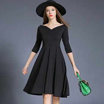Hepburn Femei Elegante Rochii De Partid Vestidos Mujer 2018 Kleider Damen Toamna Dashiki Little Black Dress Dames Jurken K8849