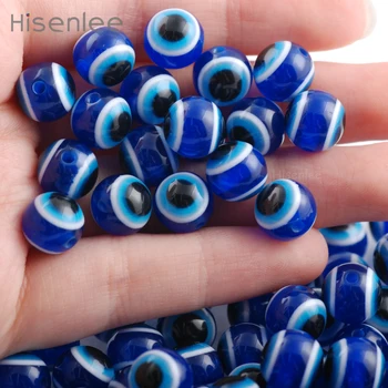 Hisenlee 300 Buc/ Sac Albastru 10mm Noua moda circulară deochi Margele Spațiul DIY Brățară / bijuterii Margele