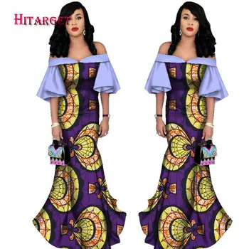 Hitarget 2017 Toamna Africane rochii pentru femei Dashiki Ankara Îmbrăcăminte Tradițională Batic Ceara de pe Umăr Maxi Rochie WY2260