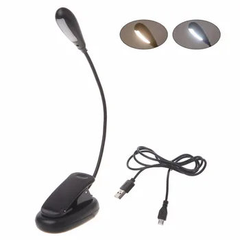 HNGCHOIGE 1.2 W Brat Flexibil Estompat 7 LED-uri USB Lampa de Masa cu Clip de pe Pat, Masa de Lectură Lectură Ușoară Muzică Ușoară