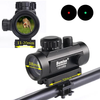 Holografic 1x40mm Airsoft Rosu Verde Dot Optic Vedere domeniul de Aplicare Pușcă de Vânătoare Tactice 11-20mm Weaver Rail Mount 5-0013