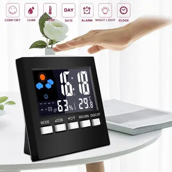 HOT-LCD Digital cu Higrometru Termometru Temperatura Umiditate Metru Camera de Interior cu Ceas