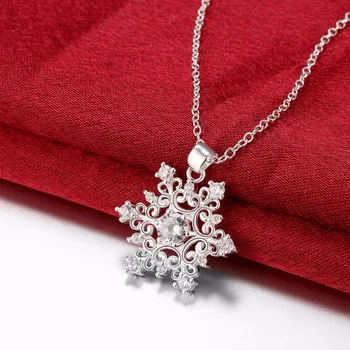 Hot nou stil de argint 925 de bijuterii de moda hollow fulg de nea geometrică colier pandantiv moda doamnelor colier