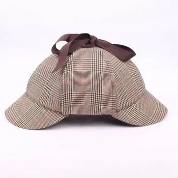 Hotselling Sherlock Holmes Detectiv Șapcă De Baseball Epocă Deerstalker Unisex Capac Două Boruri Benzi De Mari Dimensiuni Mici Earflap Hat Capac