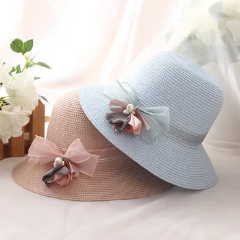 HT1156 2017 Noua Moda de Vara Femei Pălării Anti-UV Margine Largă Pălării Solid de Flori de Paie Găleată Pălării de Soare Doamnelor Floppy Palarii de Plaja