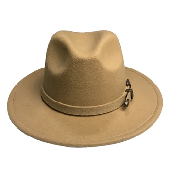 Iarna Pălărie Panama Femei Elegante Simțit Capace de sex Masculin Epocă Trilby Hat Wide Brim Fedora CAPACE cu Centura Chapeau Homme Feutre YY18016