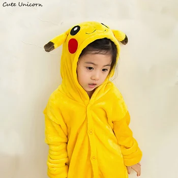 Imbracaminte copii Monstru de Buzunar Pikachu Animal Pijama Unisex copii halat de Băieți Fete Flanel pijamale Pijamale Pijama