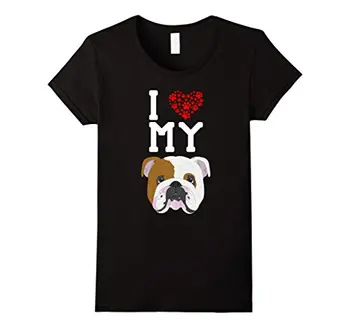 Imi Iubesc Cainele Bulldog Englez Iubitor De Animale T-Shirt Pentru Doamna Maneca Scurta Femei Topuri Tricou Punk Femei T Shirt 2017 Normal