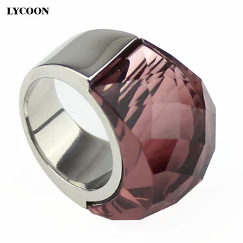 Inalta calitate, Bijuterii din oțel inoxidabil cristal inel de clar transparent vin rosu cristal pentru femei Nobile Inel din argint de culoare