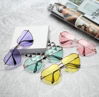 Inima în Formă de ochelari de Soare pentru Femei Brand Design Retro Aliaj Metal de Reflexiv Obiectiv de Moda Ochelari de soare Barbati Oglindă oculos de sol