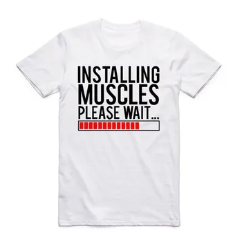 Instalarea Muschii Bărbați Print Funny T-shirt cu Maneci Scurte O-Gât Vara Crossfit, Fitness Homme T Shirt