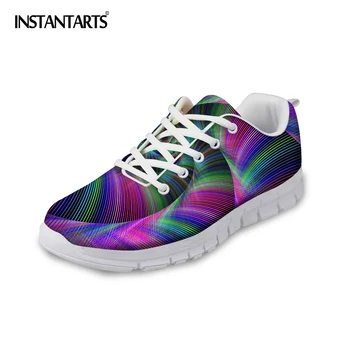INSTANTARTS 2018 Vara Respirabil Barbati Pantofi Casual Colorate de Design Dantela-Up Adidași de Lumină-greutate de Plasă Pantofi Plat pentru Barbat