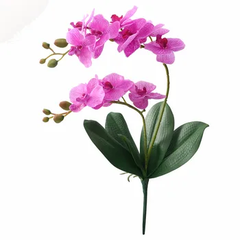 JAROWN Flori Artificiale Real Atinge Latex 2 Ramura de Flori de Orhidee cu Frunze Decor Nunta Flores