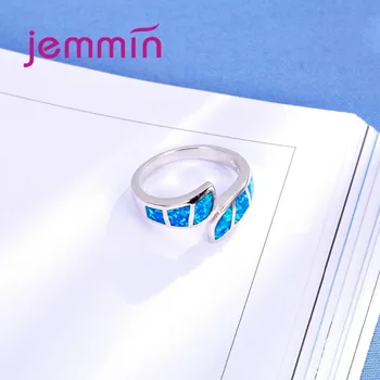 Jemmin 2017 Noua Moda Albastru Opal Inel Argint 925 Nunta Inele De Logodna Pentru Barbati Si Femei Bague Femme