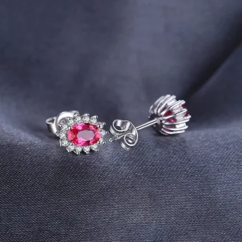 JewelryPalace Printesa Diana William cu Kate Middleton 1.5 ct Roșu Creat Ruby Stud Cercei Argint 925 Bijuterii Fine