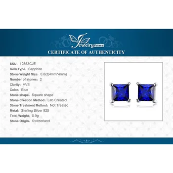 JewelryPalace Pătrat 0.8 ct Creat Blue Sapphire Argint 925 Cercei Stud Pentru Femei Clasic Cercei Moda Bijuterii