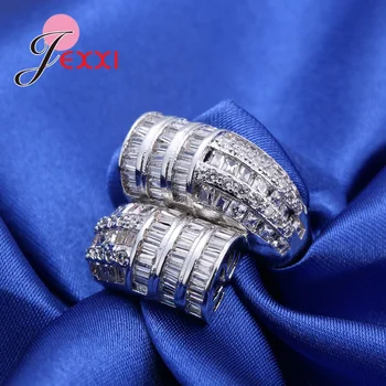 JEXXI Cupluri Inel Design Neutru Neregulate Argint 925 Inele Cu Strălucitoare AAA+ Zircon Alb Mai bun Cadou de Ziua