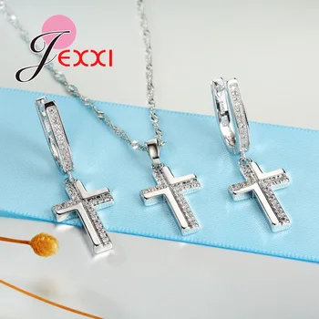 JEXXI Moda Eco Design de Cristal de Argint Decorare Set de Bijuterii Pentru Femei Cercei Si Colier Pandantiv Pentru Iubitul Wift