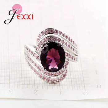 JEXXI Noble Violet Piatra de Cubic Zircon CZ Cristal Inele 925 sterling silver-bijuterii pentru Femei, Fete Petrecere de Aniversare Cadou