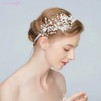 Jonnafe Noi Foita De Argint Bentita De Mireasa Tiara Cu Perle De Nunta Coroana De Păr Accesorii Moda Femei Bal Bucată De Păr Bijuterii