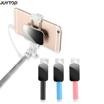 JOYTOP Moda Oglindă Mini Selfie Stick-ul Pentru IOS/Android Telefon de Lux cu Fir 3.5 mm plug Selfie Titularul Groove Camera Para Monopied