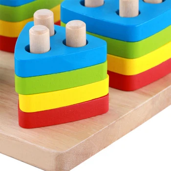 Jucarii pentru copii din Lemn blocuri de forma articulat bord montessori sprijinindu-se de predare de educație clădire pericol meci de jucărie