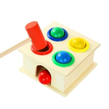 Jucarii pentru copii din Lemn de culoare Minge de Percuție Ciocan Copii de Învățare Timpurie Jucarii Educative puzzle-uri de Percuție ciocan cutie