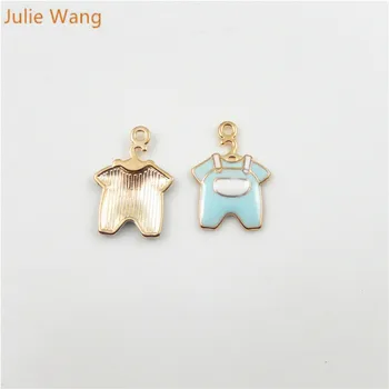 Julie Wang 10PC Albastru Baby Pânză de Design de Bază de Aur Pandantiv Farmecele Pentru Colier Bratara Femei Bijuterii DIY Constatările Copil Cadou Meserii