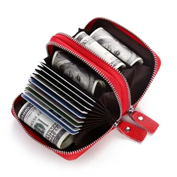 KEVIN YUN brand designer de Moda femei cartelei fermoar dublu din piele portofel carduri de credit cazul geanta