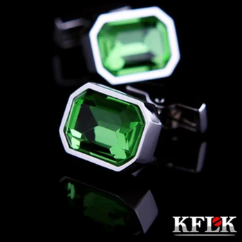 KFLK 2018 Lux butoni camasa pentru barbati Brand butonul Verde de Cristal manșetă link-uri de Înaltă Calitate mic abotoaduras Bijuterii
