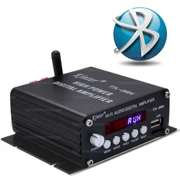 Kinter TA-2024 Amplificator Audio Speaker Auto Bluetooth de Clasa-D Amplificator Digital 20W Player+Telecomanda +3A Alimentare