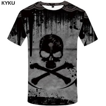 KYKU Brand Skull T shirt Punk T-shirt Diavolul Haine Tricouri tricouri Imbracaminte Barbati Om Hip hop de Înaltă Calitate Homme