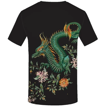 KYKU Marca Dragon Tricou Flori T-shirt Negru Tricou Amuzant 3d T-shirt Animal 2017 Hip Hop Îmbrăcăminte China Vara Tee Homme de Sus