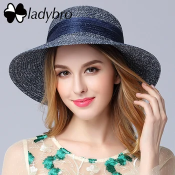 Ladybro Femei De Vară Pălărie De Cap Pentru Femeie Panglică Elegantă Pălărie Găleată Plaja Paie Pălărie De Soare Flori De Vacanță Doamnelor Pălării De Călătorie Pac