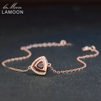 LAMOON Triunghi 5mm 0.5 ct Natural, Granat Roșu 925 de Bijuterii de Argint S925 Farmecul Brățară LMHI040
