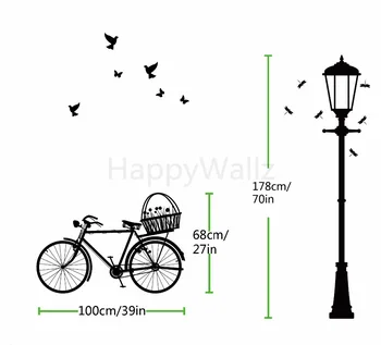 Lampa de strada cu Bicicleta de Perete Autocolant Bicicleta Lampă de Perete Decal DIY Decorare de Vinil Moderne Lampă de Perete Tapet Autocolant Perete Amovibil M2